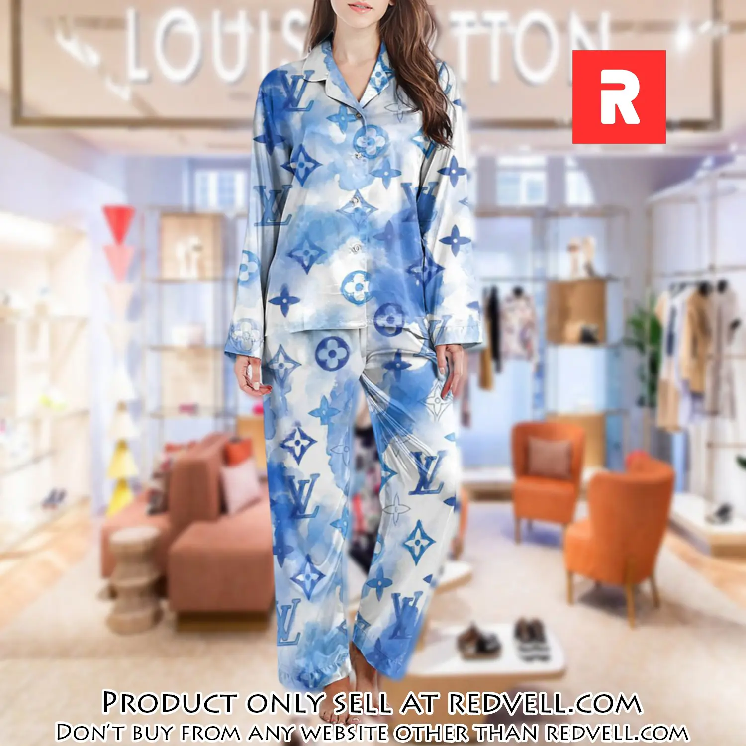 Lv monogram long satin pajama set pjs1020 rv5541960